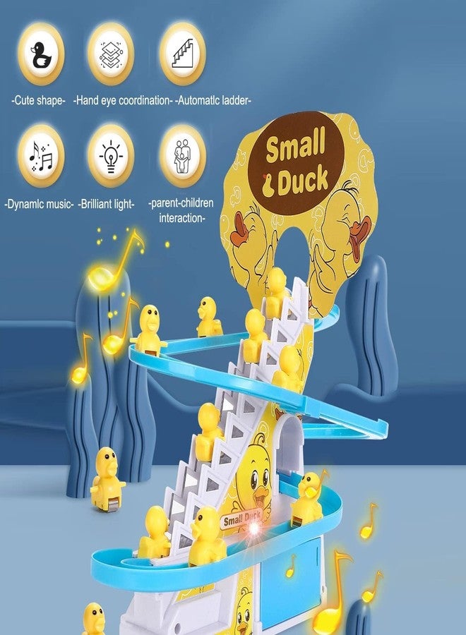 REMICH Small Duck Climbing Stairs Toy - Chasing Cartoon Race Track Game Set -Playful Roller Coaster with 3 Duck LED Light & Music Button -Fun Duck Stair Climbing Escalator Toy - Kids Toys Accessories - Image 2
